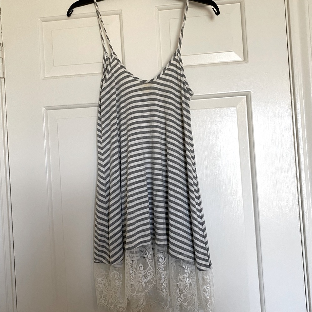 Gray and white striped shirt